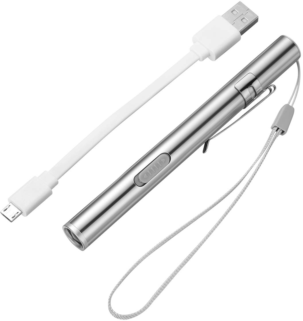 Ledmomo Krankenschwester-Stift, medizinisches Licht, Stift, Licht, USB, wiederaufladbar, LED, Taschenlampe aus Edelstahl, Taschenlampe für Ärzte, Studenten, Ärzte