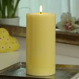 Deluxe Homeart LED Kerze Mia Echtwachs flackernd H: 20cm D: 10cm gelb