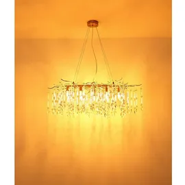 GLOBO Luster Kronleuchter Pendelleuchte Hängelampe gold Glaskristalle klar amber L 120 cm