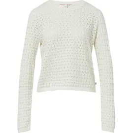 QS Baumwollpullover mit Ajourmuster Weiß XXL