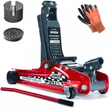 Wagenheber 2,5T + 2x Gummi + Montagehandschuhe Autoheber Rangierwagenheber 85-385mm Heber SN10559