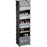 Relaxdays Schuhregal 10 Ebenen, Schuhschrank groß, Steckregal platzsparend, Regal
