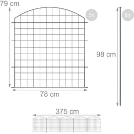 Relaxdays Teichzaun-Set, - Metall, Garten, Pool, Beetzaun, schwarz