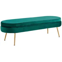SalesFever Sitzpouf, oval 142x41x45 cm, Metall/Samt (100% Polyester) -