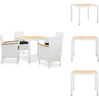 vidaXL 5-tlg. Garten-Essgruppe Poly Rattan Weiß -  Gartenmöbel-Sets - Weiß