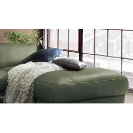 KAWOLA Ecksofa Lola Leder Recamiere rechts moosgrün