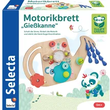 Selecta 61075 Tulips Garden, Motorikbrett Gießkanne, 25 cm, Motorikspielzeug aus Holz, bunt