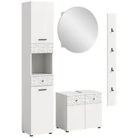Xonox.home Badmöbel-Set Badezimmer-Set Prisma, weiß / weiß Hochglanz, 4-teilig,