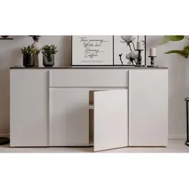 furn.design Sideboard weiß grau 178 cm, 6 Fächer, 1 Schubkasten Briec