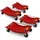 BITUXX 4 Stück Rangierhilfen Rangierroller Rangierheber Wagenheber Roller belastbar bis 450 kg pro Rangierroller Rot