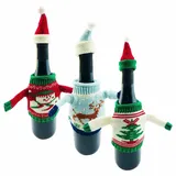 Maxerio Weihnachten/Flaschenüberzug/Flaschendeko/Tischdeko/Weinflasche / 3er Set