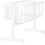 roba Babywiege inkl. Matratze 40 x 90 cm - Wiegefunktion mit Feststellknopf + Bremsrollensatz - Wiegen Set für Babys - Holz weiß