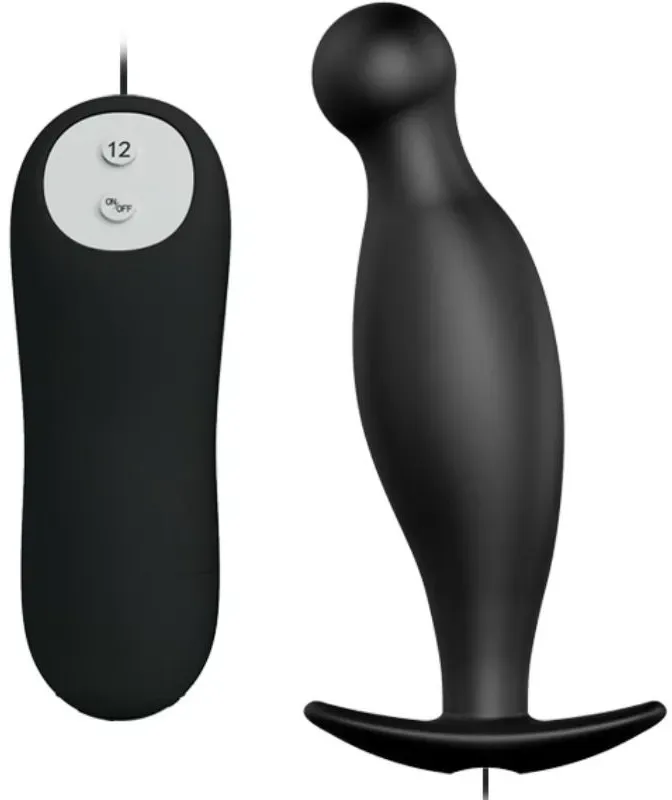 PRETTY LOVE - SILIKON ANALPLUG 12 VIBRATIONSMODI SCHWARZ