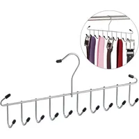 Relaxdays 10 x Gürtelhalter, mit 12 Haken, Schwarz,Silber