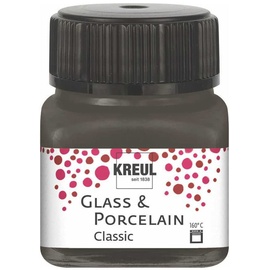 Kreul 16226 - Glass & Porcelain Classic dunkelbraun, im 20 ml Glas, brillante Glas- und Porzellanmalfarbe auf Wasserbasis, schnelltrocknend, deckend