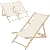 ECD Germany 3er Set Liegestuhl 52 x 83 x 117 cm Beige