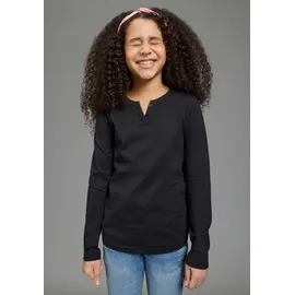 H.I.S. Langarmshirt H.I.S "2er Pack Shirts 1x uni + 1x geringelt, für Mädchen", Mädchen, Gr.