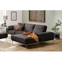 W.SCHILLIG Ecksofa run, Designsofa mit tollem Sitzkomfort, bequem, L-Form, mit elegantem Holzsockel, Füße in Chrom glänzend, Breite 319 cm braun