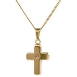 HOPLO Kreuzanhänger Anhänger Kreuz mit massiver Goldkette 1,1 mm 333-8 Karat Gold, Made in Germany 45 cm