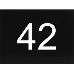 Nummernschild selbstklebend, 40 x 30 mm, Type 42, Kunststoff schwarz glänzend