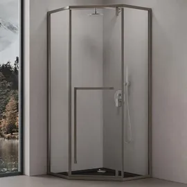 doporro Ravenna Fünfeckdusche mit Duschwanne 80 x 80 cm Klarglas 68K