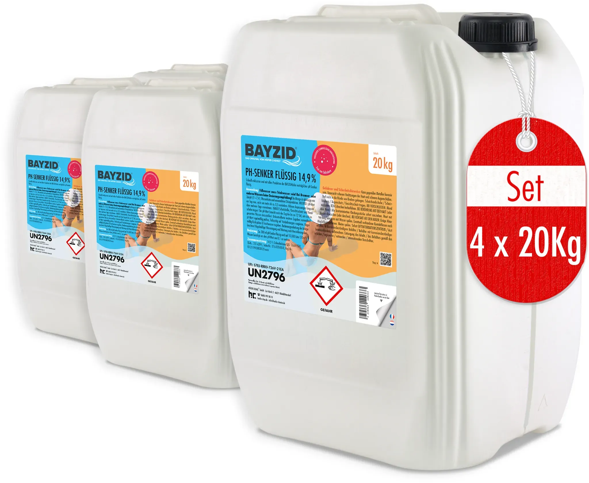 4 x 20 kg BAYZID® pH Minus flüssig 14,9%