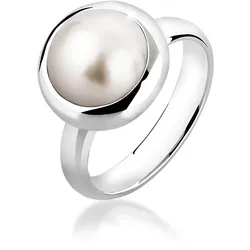 Perlenring NENALINA "Damenring Mabe Perle Klassisch Edel 925 Silber" Gr. 58, silber, Fingerringe, Damen, 58mm, ohne Stein, Silber 925 (Sterlingsilber), 3mm