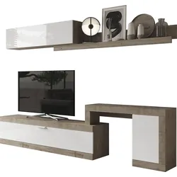Wohnwand INOSIGN "Slim", braun (eiche cadiz nb, weiß hochglanz lack), Kastenmöbel-Sets, 4-tlg., weiß Hochglanz Lack