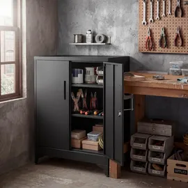 Tectake Aktenschrank 80 x 40 x 100 cm schwarz