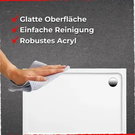 Schulte Duschwanne Adria Weiß, Sanitäracryl, 120x90 cm, Höhe 14 cm, inkl. Set Hartschaum-Wannenträger - Ab- und Überlauf