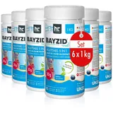 BAYZID 5 in 1 Multitabs Pool 20g - 6 x 1 kg - Chlortabletten für Pool 20g - 5-Phasen Pflege & Reinigung - Made in Europe - Für kristallklares Poolwasser