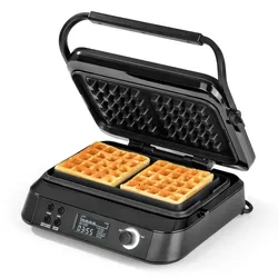N8WERK Premium Waffeleisen Midnight Edition - 1600 W - 5 Programme - 7 Bräunungsstufen