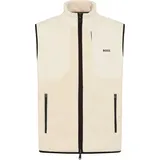 Boss Green Fleeceweste BOSS GREEN, Herren, Gr. XXL, open weiß131, Fleece, Obermaterial: 100% Polyester, unifarben, relaxed fit normal, hoch geschlossener Ausschnitt, Westen Fleeceweste, Stehkragen, Relaxed Fit