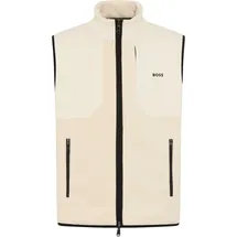 Boss Green Fleeceweste BOSS GREEN, Herren, Gr. XXL, open weiß131, Fleece, Obermaterial: 100% Polyester, unifarben, relaxed fit normal, hoch geschlossener Ausschnitt, Westen Fleeceweste, Stehkragen, Relaxed Fit