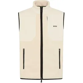 Boss Green Fleeceweste BOSS GREEN, Herren, Gr. XXL, open weiß131, Fleece, Obermaterial: 100% Polyester, unifarben, relaxed fit normal, hoch geschlossener Ausschnitt, Westen Fleeceweste, Stehkragen, Relaxed Fit
