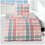 Traumschlaf Seersucker Bettwäsche Charlotte rot 155x200 cm + 80x80 cm - rot;blau