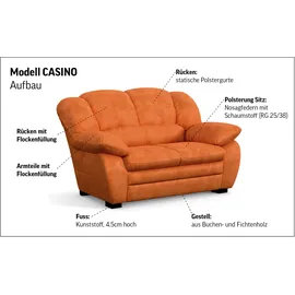 Cotta 2-Sitzer COTTA "Casino", braun (amber), B:159cm H:88cm T:92cm, 100% Echtleder, Sofas, Polstergarnitur, auch als Set erhältlich