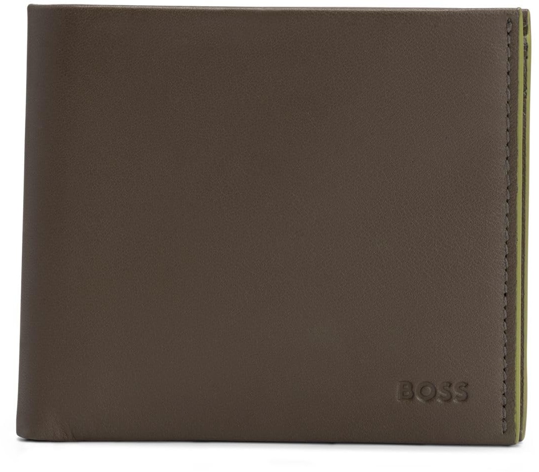 BOSS Herren Argon 4CC Geldbörse aus Leder mit Münzfach und Logo-Prägung Hellgrün Stck