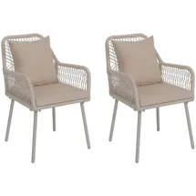 Mendler Gartenstuhl HWC-O12 Rope creme 2er Set