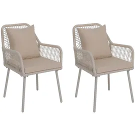 Mendler Gartenstuhl HWC-O12 Rope creme 2er Set