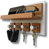 Alakay Modernes Schlüsselbrett Mit Ablage - Hochglanz Schlüsselbrett Holz Für Stilvolle Schlüssel Aufbewahrung, Schlüsselhalter weiß Ideal Für Ihr Zuhause Oder Büro, Praktisch Und Elegant