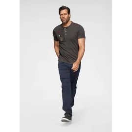 MAN'S WORLD Henleyshirt MAN'S WORLD, Herren, Gr. S (44/46), grau, Single Jersey, Obermaterial: 100% Baumwolle. Besatz: 100% Baumwolle, bedruckt, Rundhals, Shirts, Kurzarm, lässige Passform, bedruckt, Rundhals, casual, Topseller