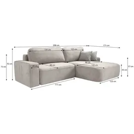 beautysofa Ecksofa TORRE - Recht seite Eckcouch L-Form mit Schlaffunktion & Bettkasten - Schwarz (Velo637) - Schwarz