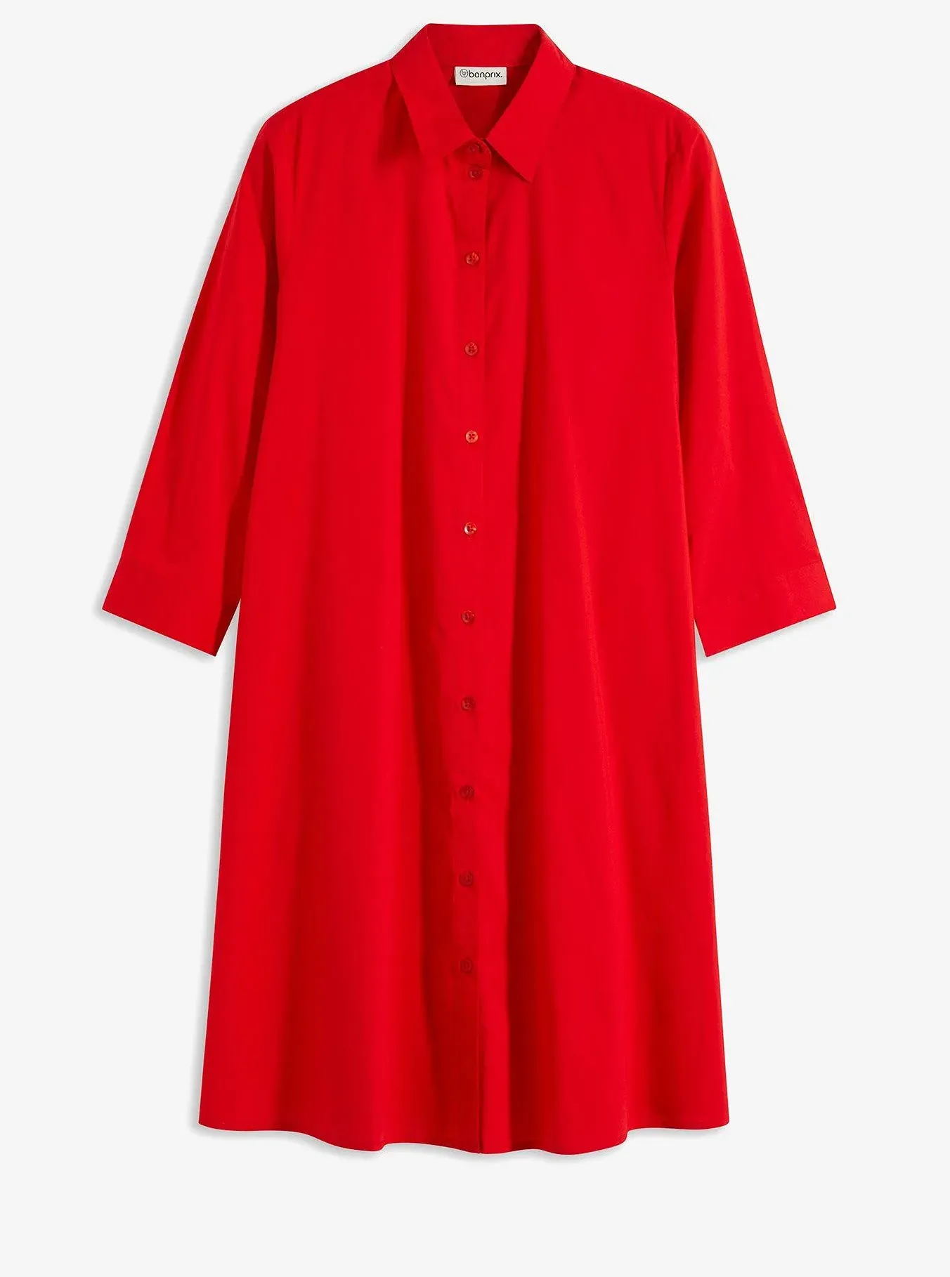 bonprix Hemdblusenkleid mit Baumwolle, rot, 40, mit Baumwolle