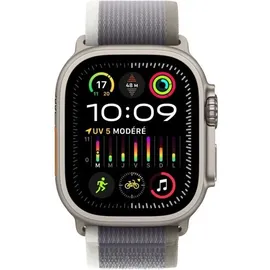 Apple Watch Ultra 2 GPS + Cellular 49 mm Titangehäuse natur, Trail Loop grün/grau S/M