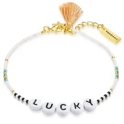 Yokoamii Armband Lucky Edelstahl Miyuki Perlen in Gelbgold 17,0 cm Basislänge + 2,5 Verlängerung Damen 