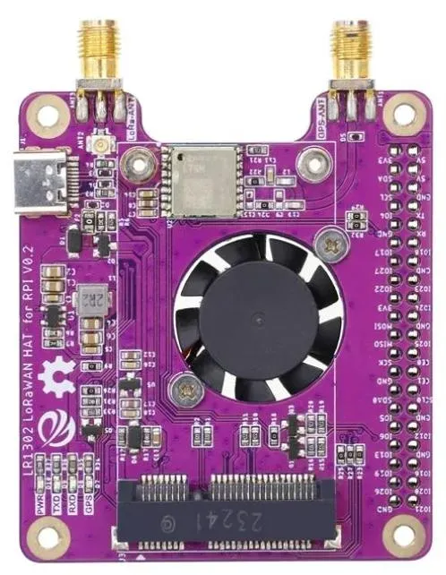 Elecrow LoRaWAN HAT, LR1302, 868-915MHz, GPS RTC integriert, 40Pin für Raspberry Pi, Lüfter, 5V