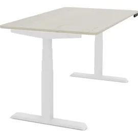assmann büromöbel ASSMANN Elektrisch höhenverstellbarer Kinderschreibtisch JUNIOR Curved Eiche Polar Weiß, Memoryfunktion, Kollisionsschutz, 2-fach-Motorik - Weiß/Beige