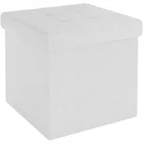 Intirilife Faltbare Sitzhocker 30x30x30 cm in SCHNEE WEIß - Sitzwürfel mit Deckel aus Stoff mit Mulden