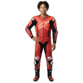 Alpinestars GP Plus V4 Sprint Lederkombi - Neon-Rot/Rot/Weiß/Schwarz / 56